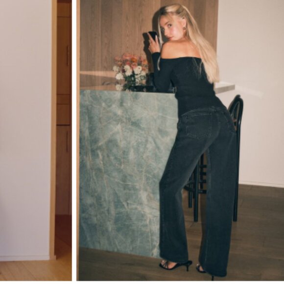 Abercrombie & Fitch The Baggy Low Rise (Curve Love) Jeans in Black 26 / 2R - Picture 2 of 4